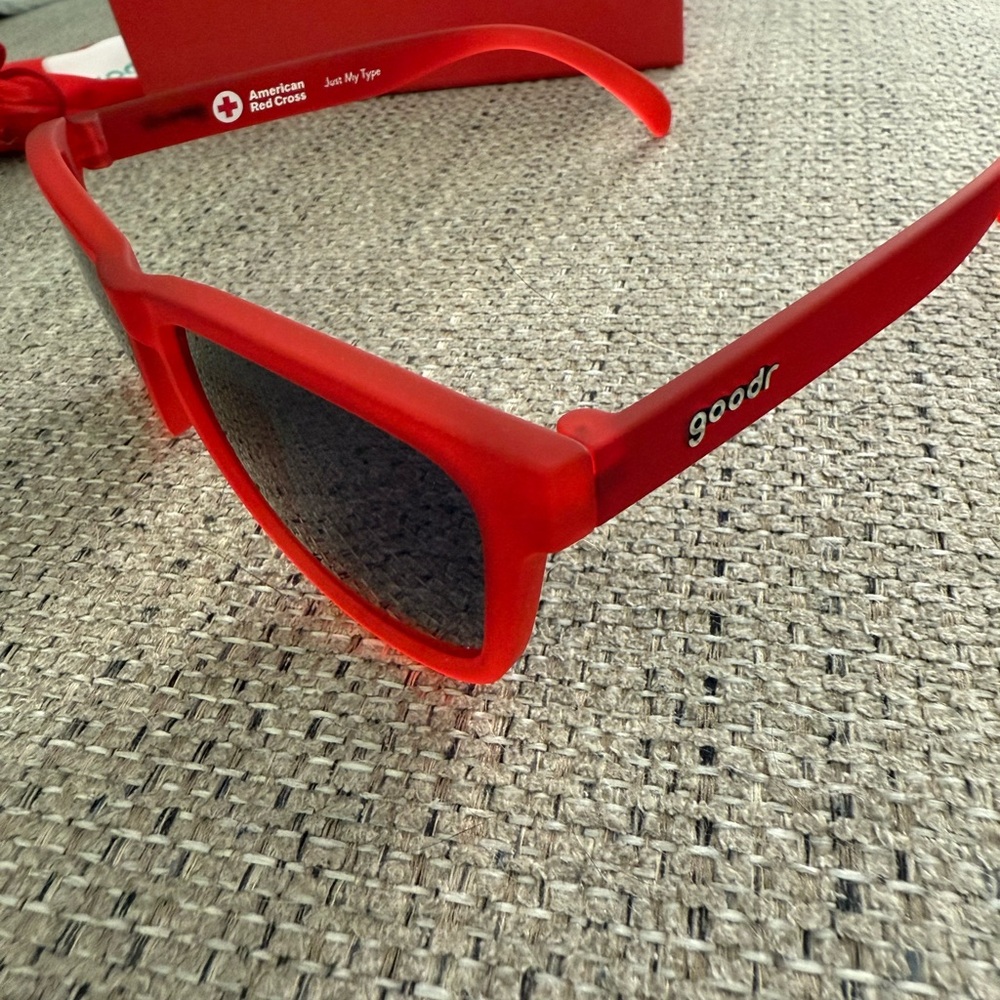 Goodr “Just My Type” New Red Cross Collab Red Sunglasses